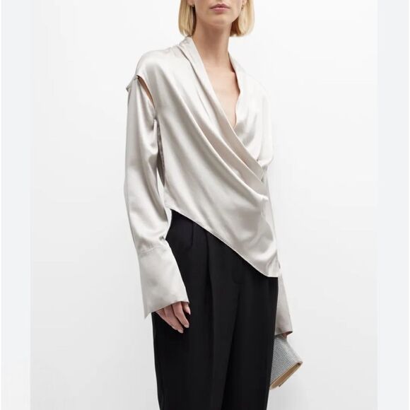 ET OCHS The Nala Silk Surplice Top Draped Wrap Blouse Cutout Detail Size Medium - Picture 2 of 16